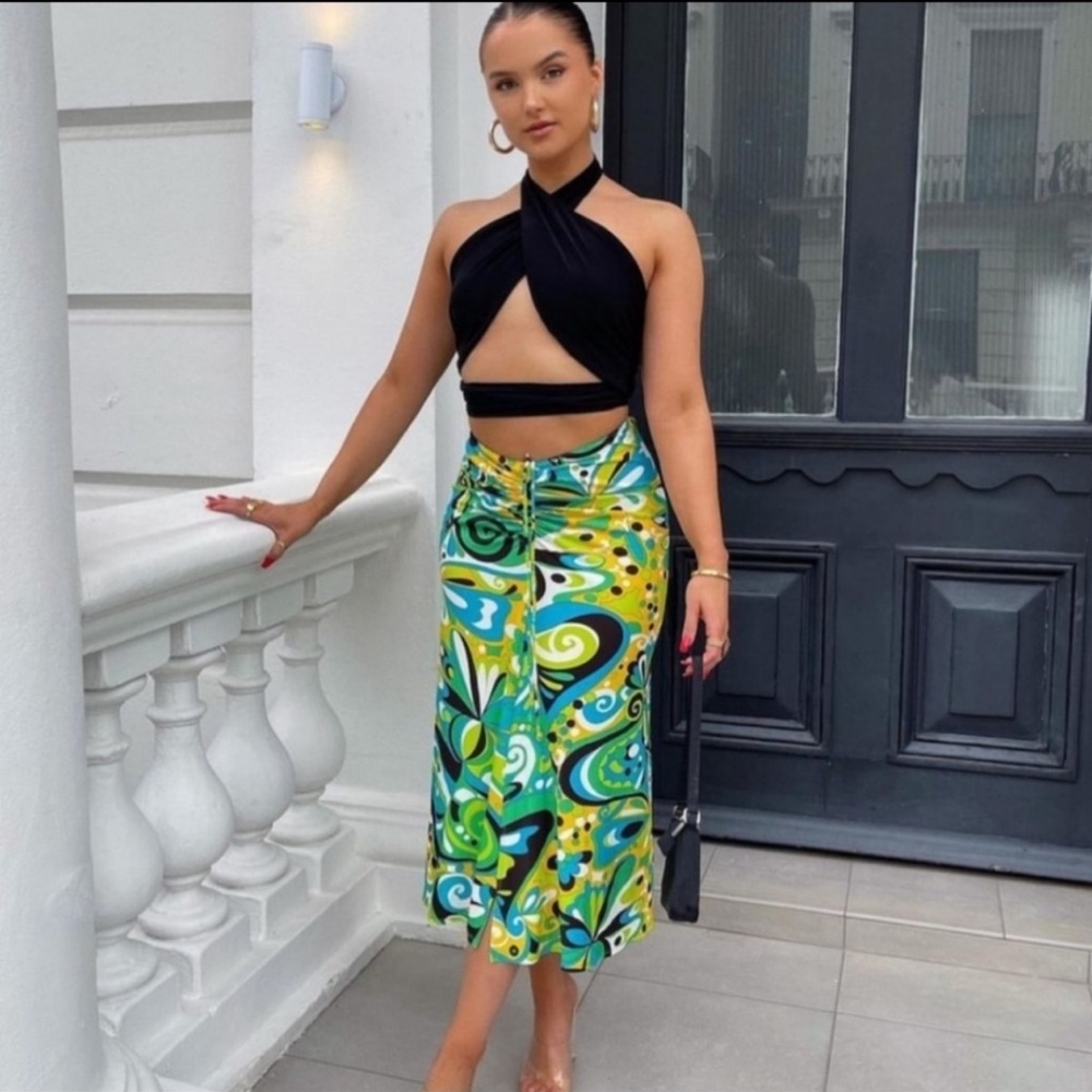 Zara draped printed skirt